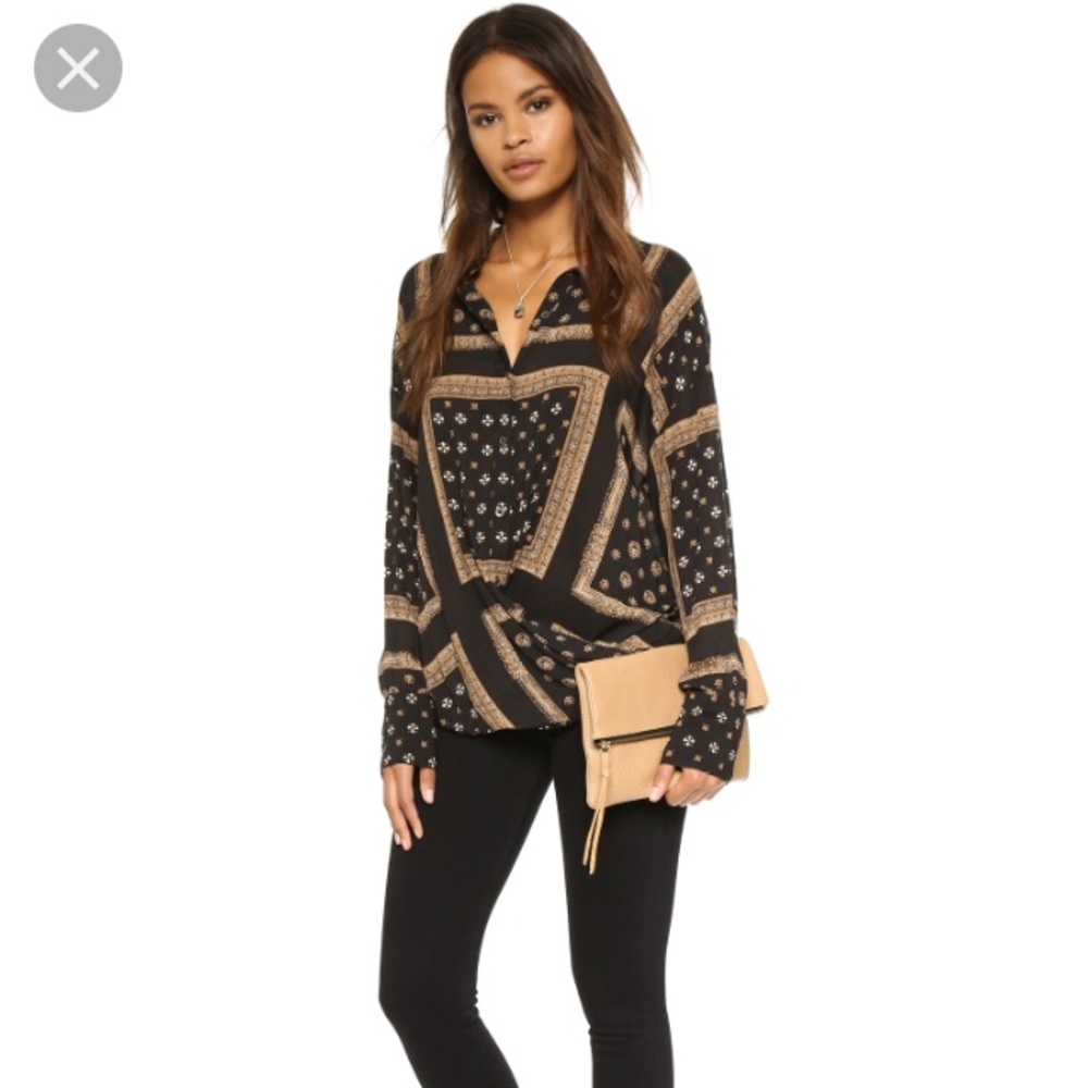 Free People mosaic print button down top